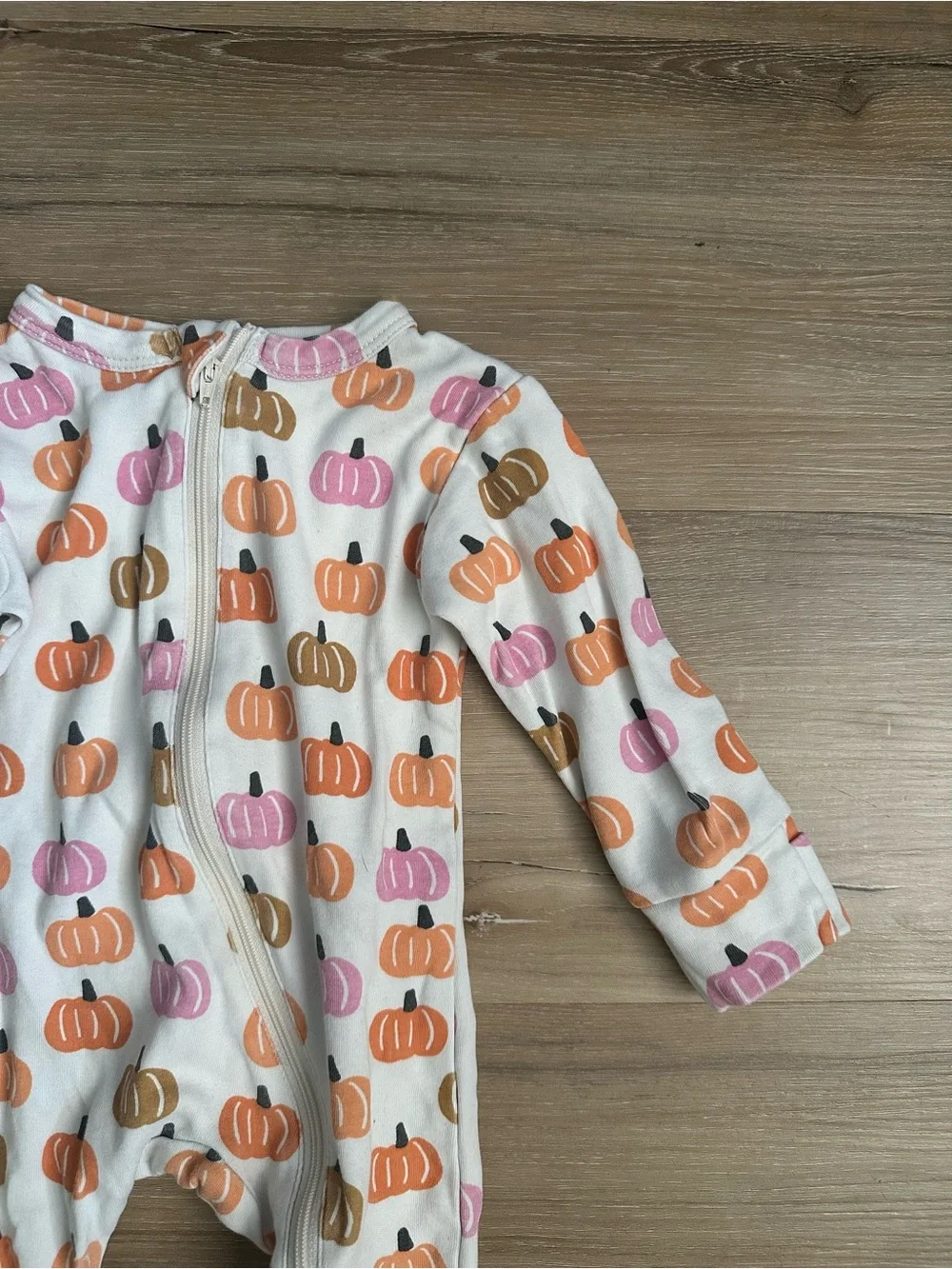 SIIX Baby Pumpkin Print Footed Zip Pajamas 6-12M
